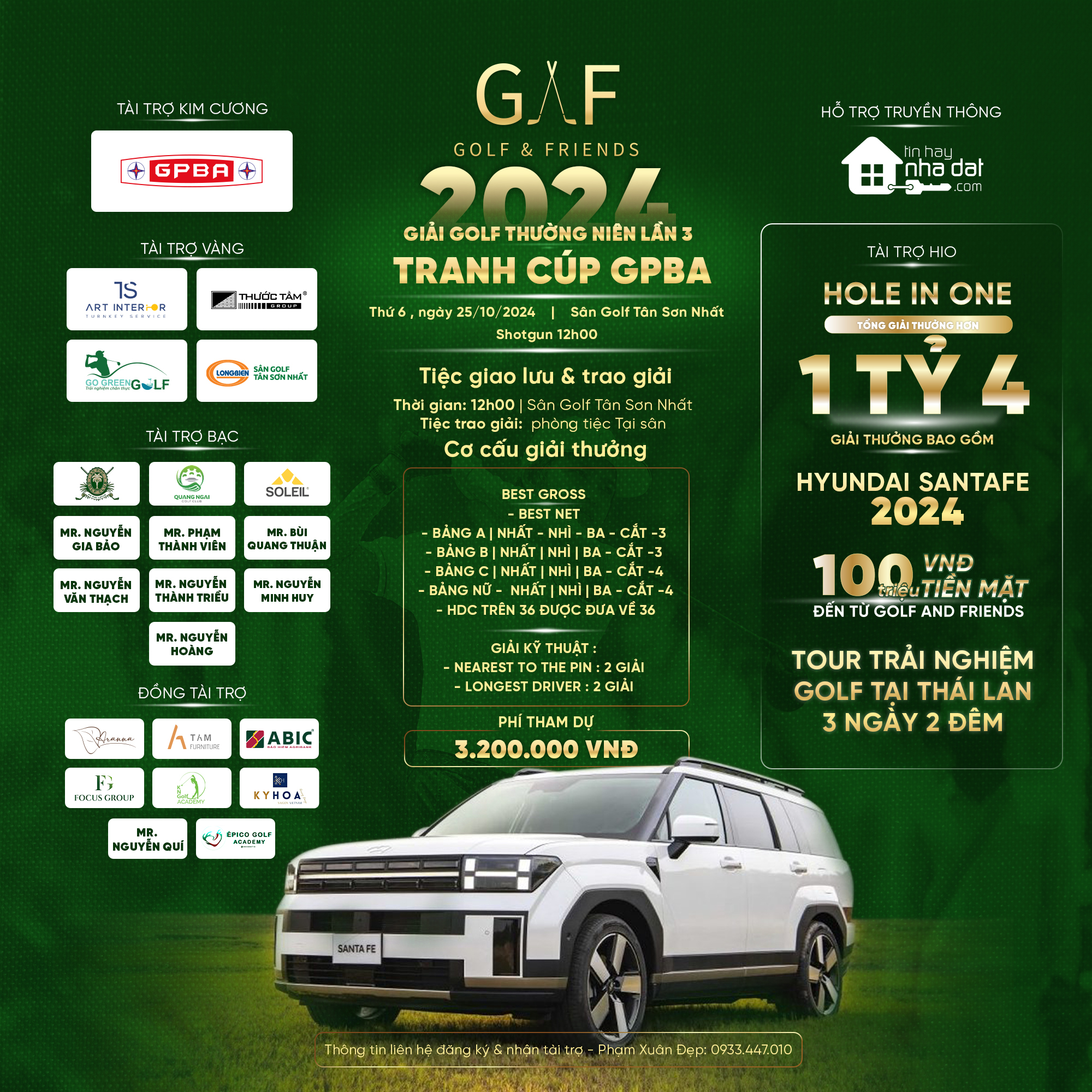 Giải Golf Thường Niên Lần 3 – 2024 của Câu Lạc Bộ “Golf & Friends” Tranh Cúp “GPBA”